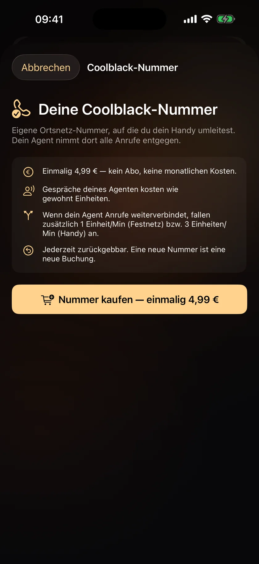 Eigene Coolblack-Nummer — einmalig 4,99 €